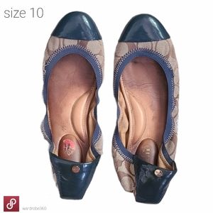 Navy Blue Coach Ballerina Slippers